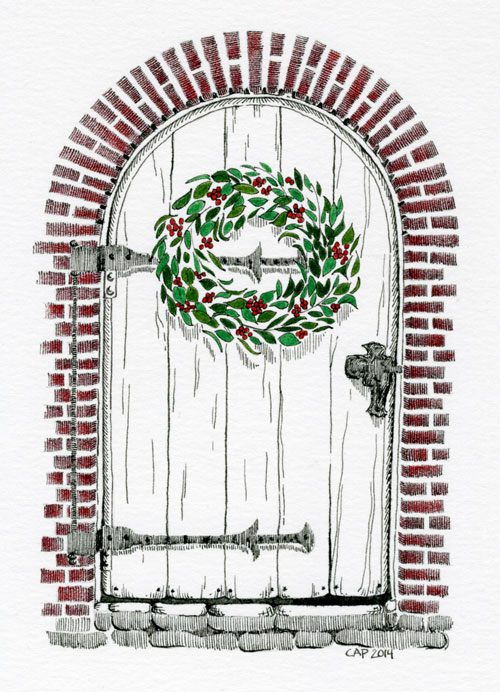 christmas door drawing