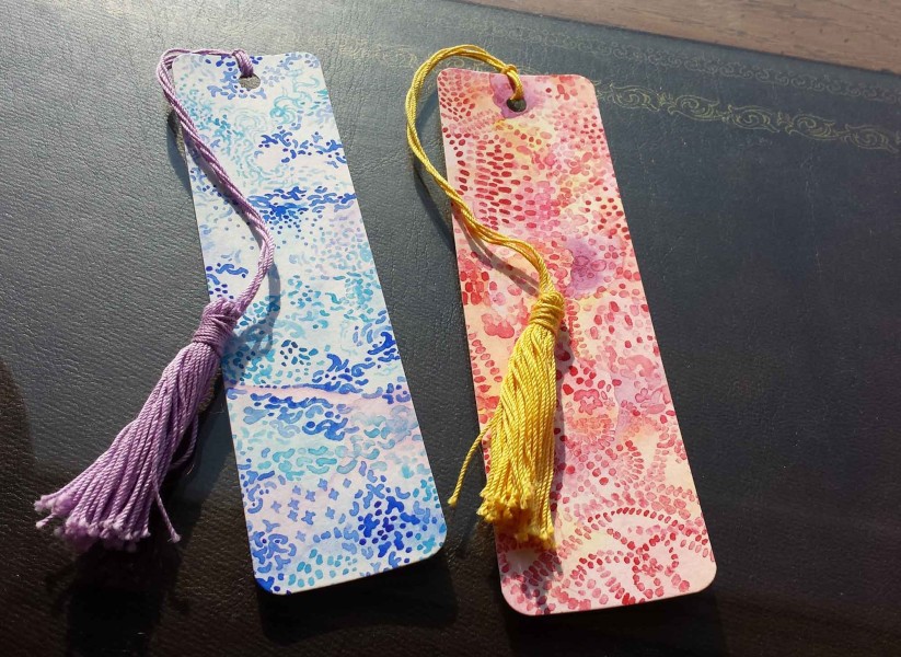 Watercolor bookmarks with handmade tassels