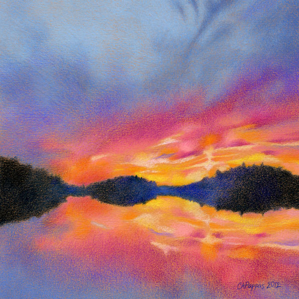 colored pencil sunset
