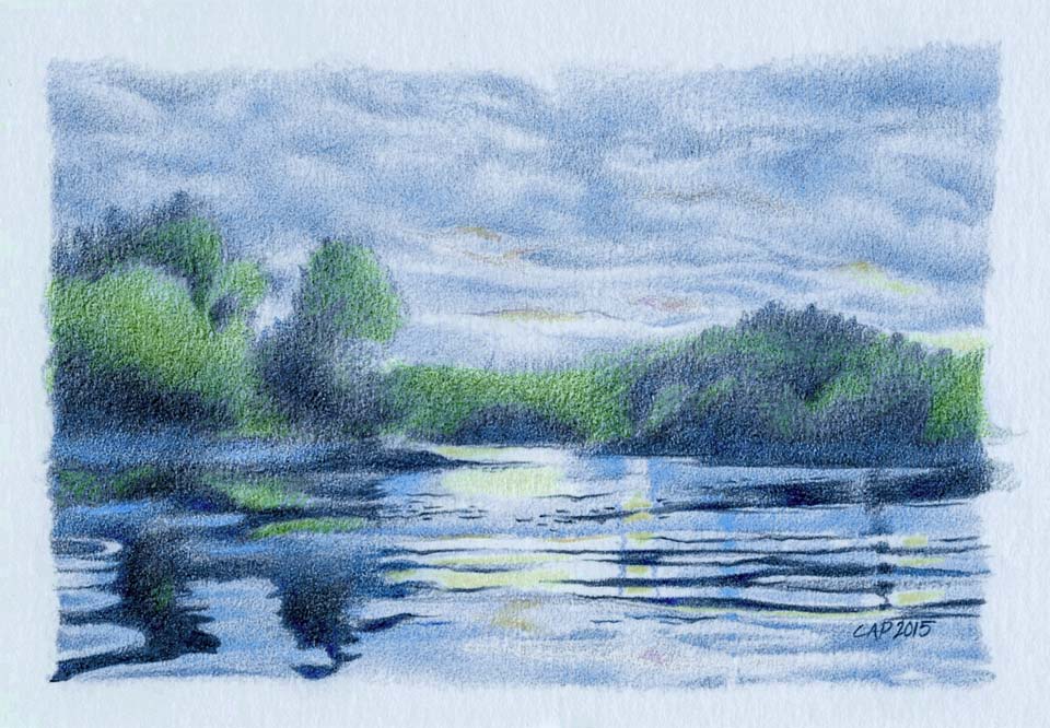 dusk lake drawing