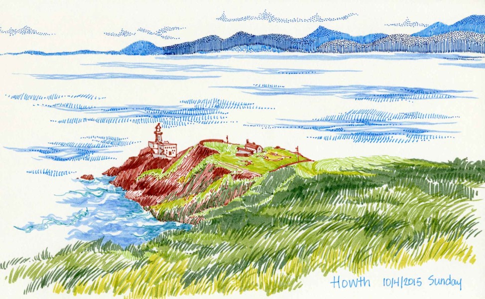 Howth, landscape drawing by Carolyn A Pappas