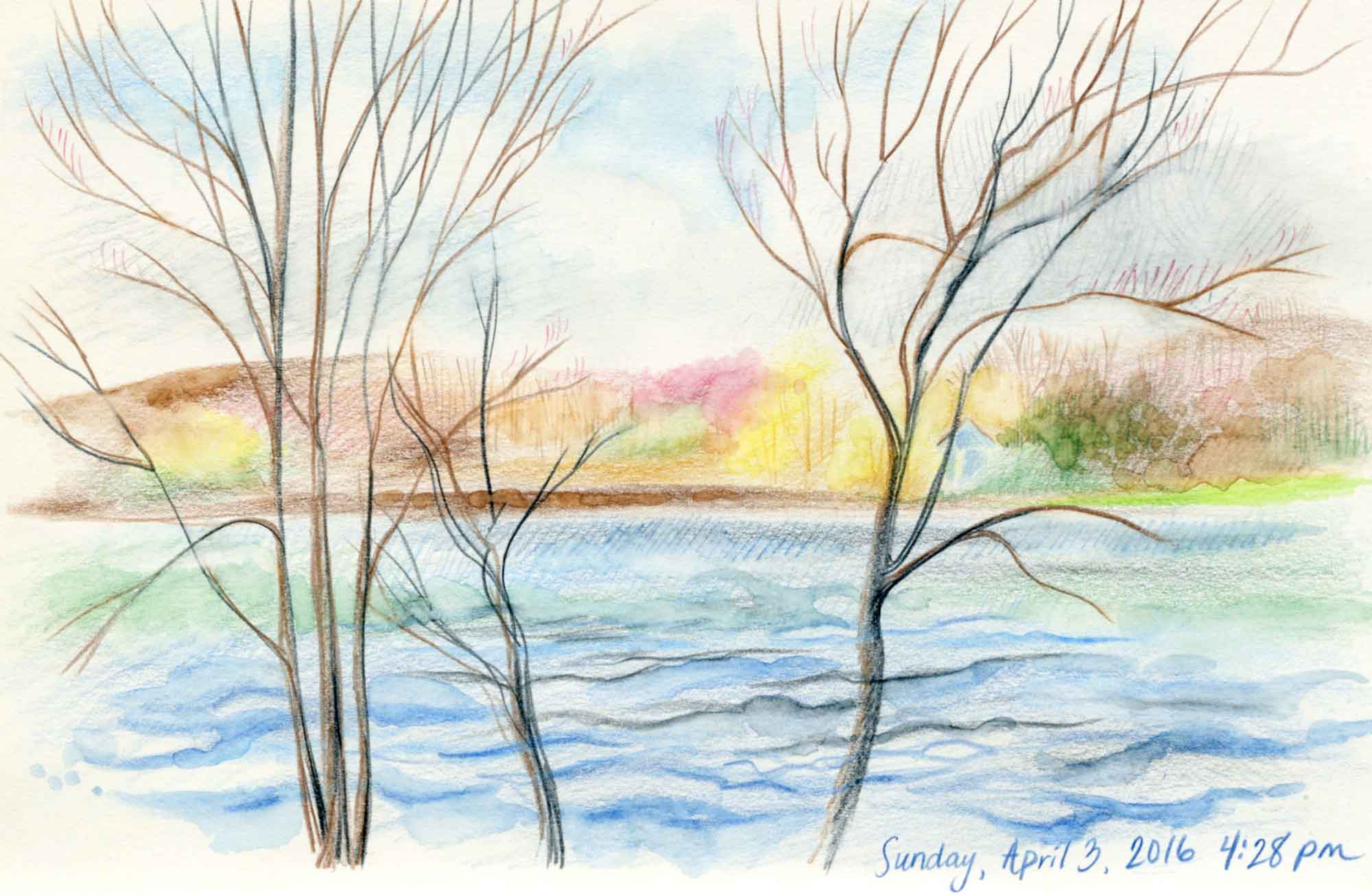 colored pencil landscape sketch