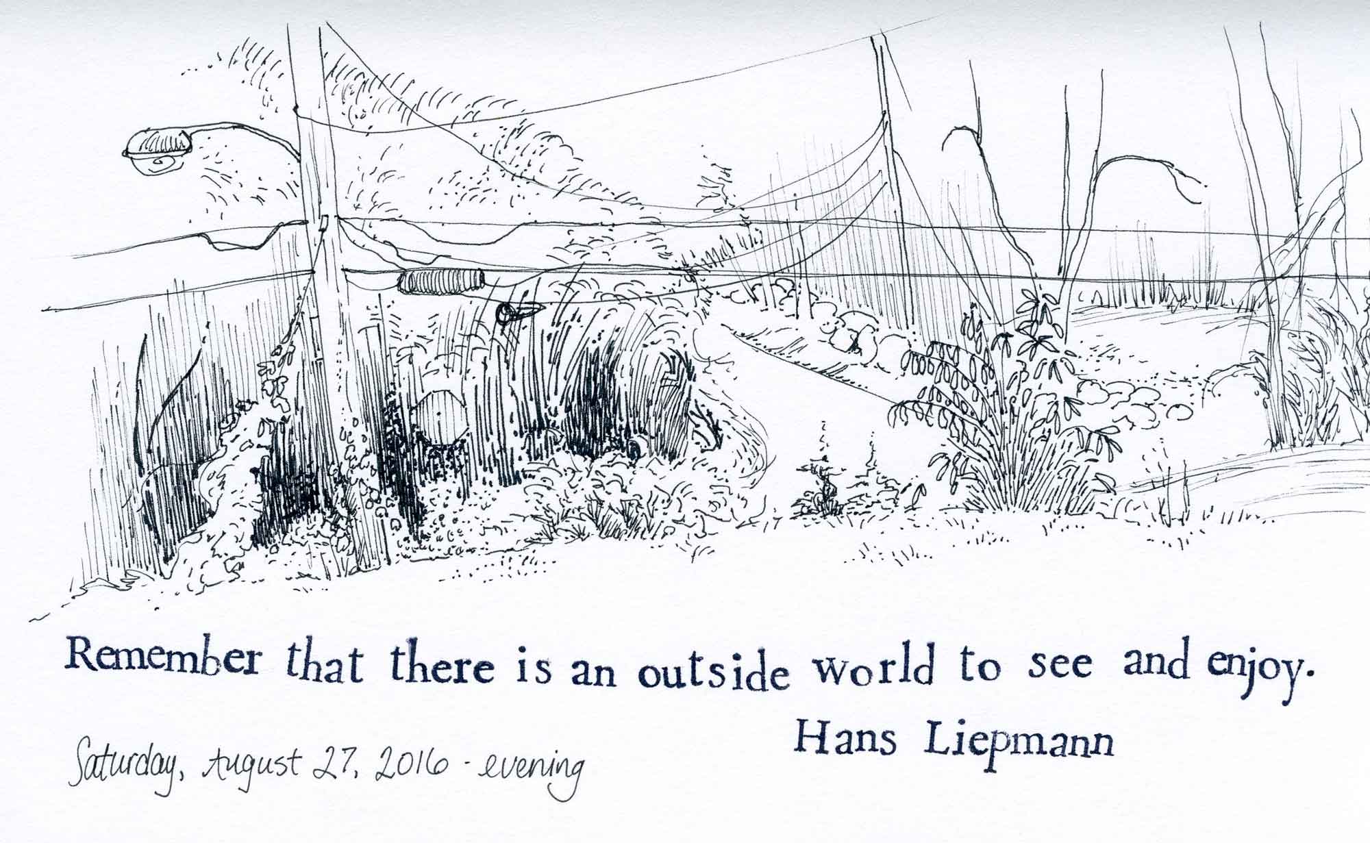pen and ink roadside sketch